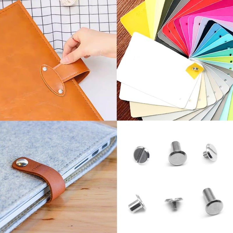 Ruidee 150 Pcs/75 Set Chicago Screws M5 Stainless Steel Binding Screw Post Leather Screws Metal Nail Rivet Chicago Button for Albums Belt Bookbinding (ZD-D/Silver) - Image 4